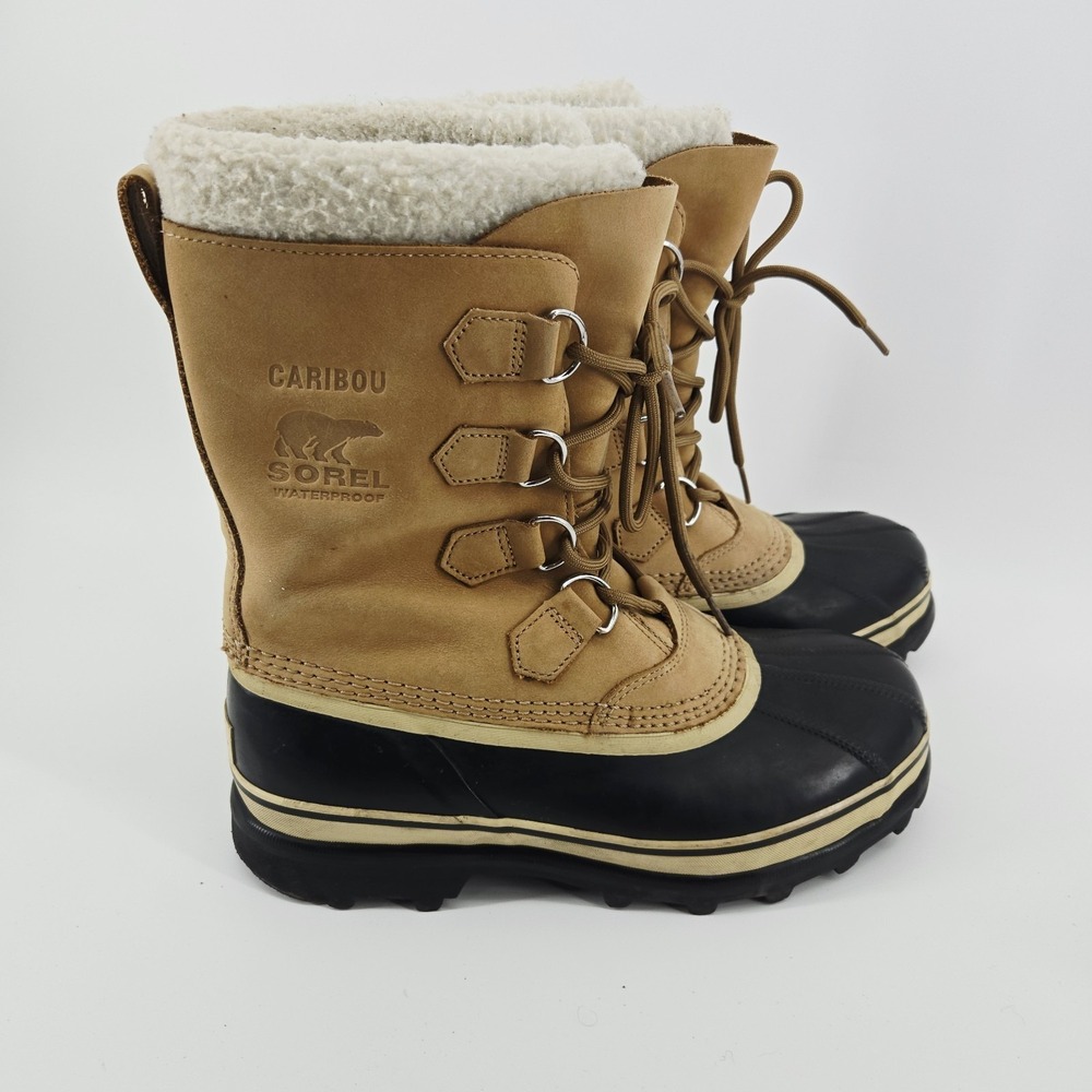 Sorel Caribou Waterproof Boots Womens 9 Leather Winter Snow Lace Up